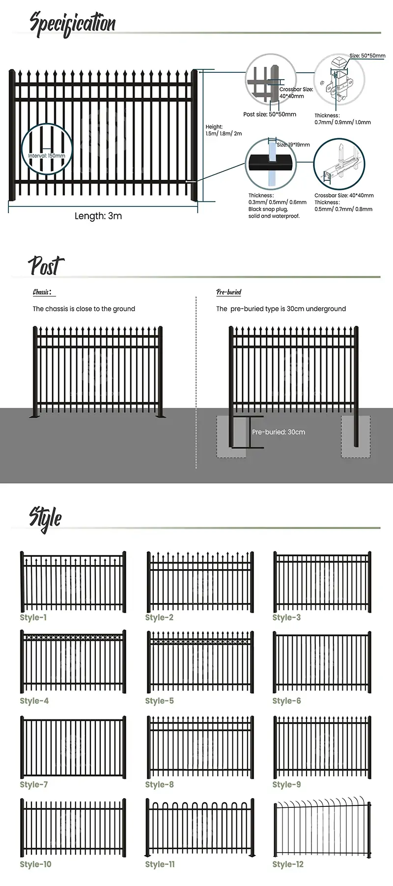Pressed Top Wrought Iron Fence 7