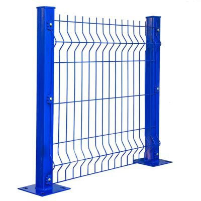 Blue Powder-Coated 3D Bending Welded Wire Mesh Fence 1