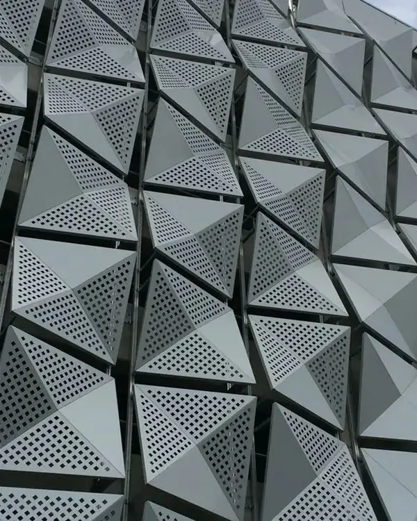 Colored perforated metal panels application