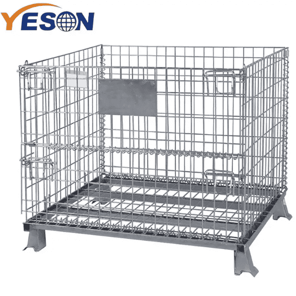 Large capacity folding galvanized wire mesh container