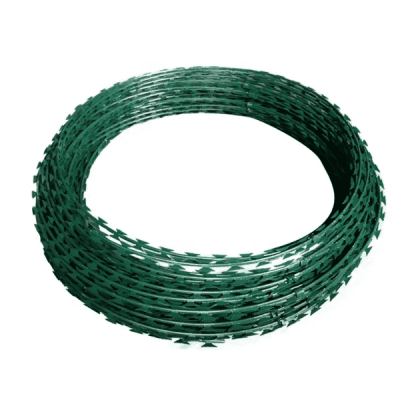 Powder coated galvanized concertina razor wire