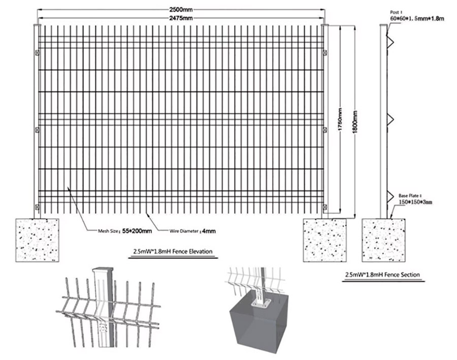 Blue Powder-Coated 3D Bending Welded Wire Mesh Fence 13