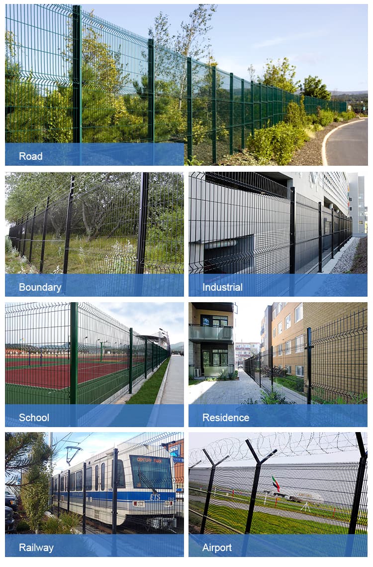 Blue Powder-Coated 3D Bending Welded Wire Mesh Fence Application