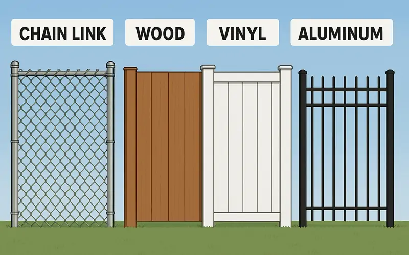 Comparison between chain link and other fence types