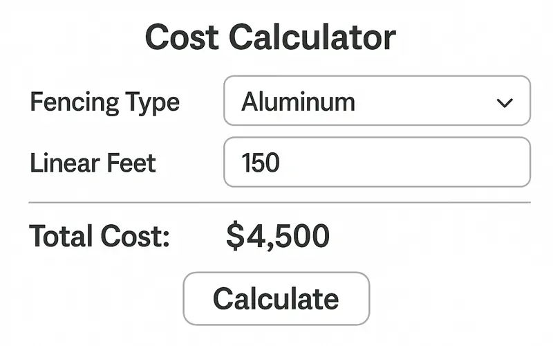 Cost calculator mockup