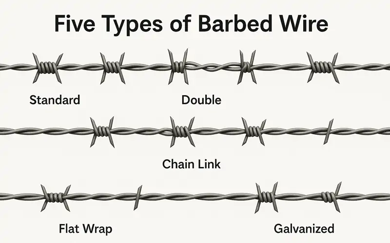 Five types of barbed wire