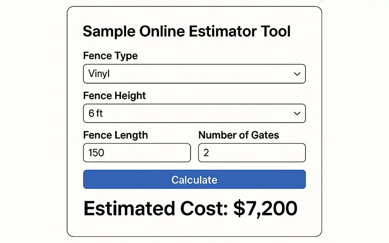 Screenshot of sample online estimator tool