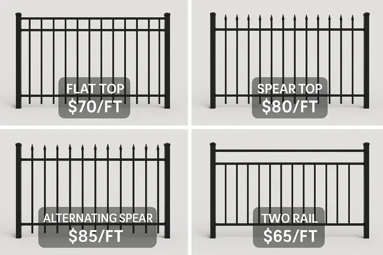 aluminum fence styles with pricing overlays